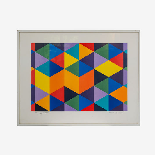 K.G. Nilson, Färgbygge, värillinen litografia 45,5 x 32 cm