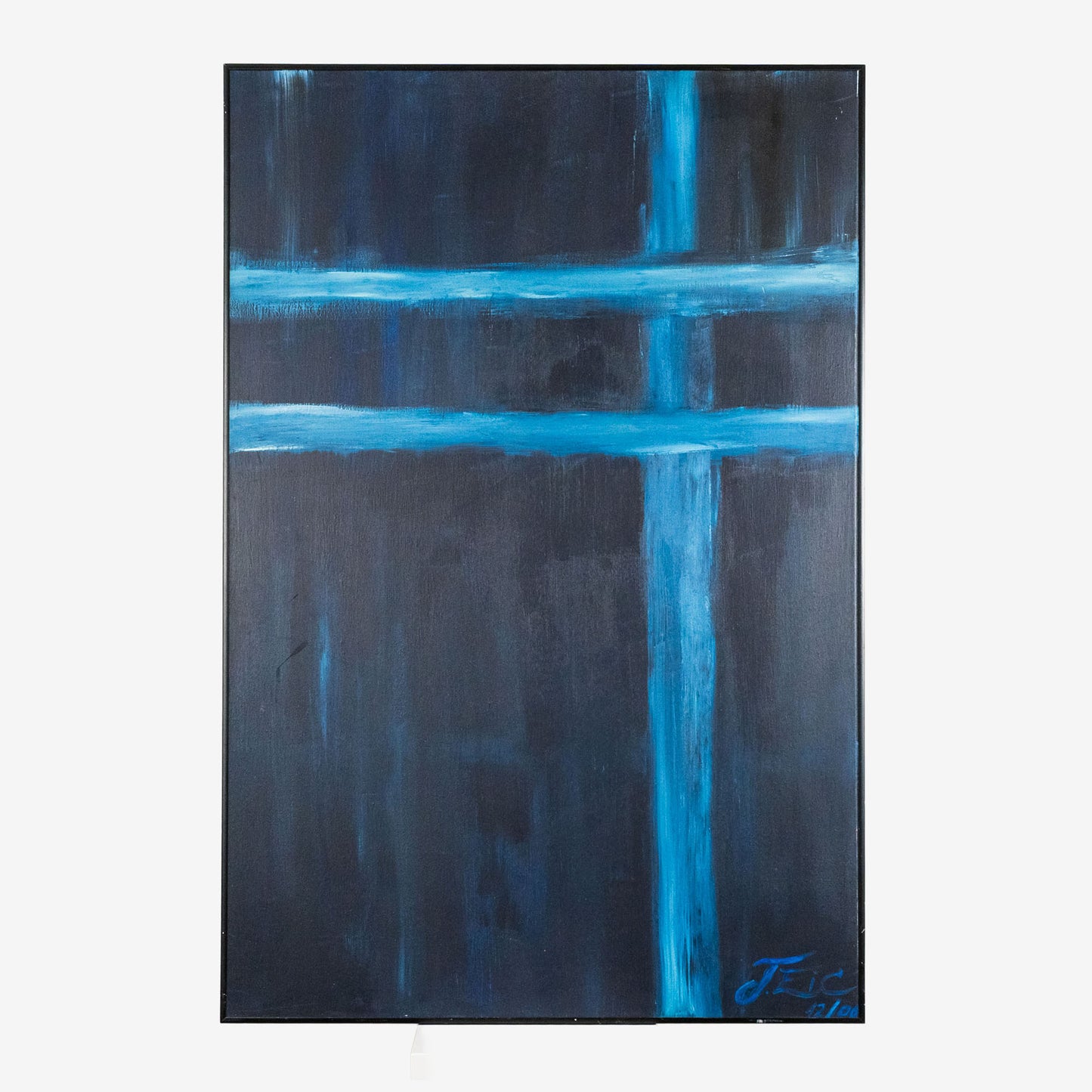 MONOGRAMMIST. “Abstract composition in blue”, T.Eic, 121 x 81 cm