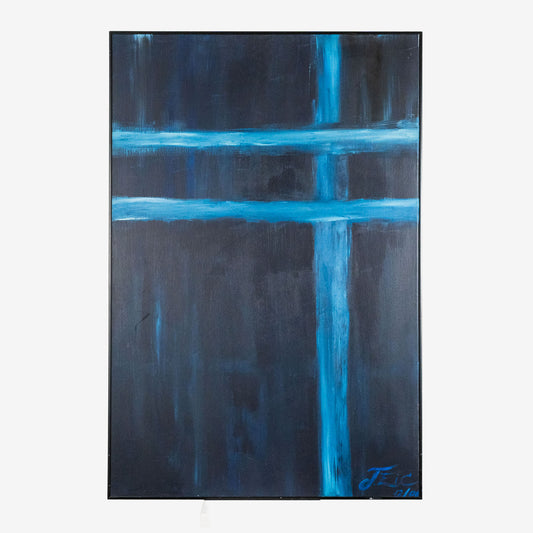 MONOGRAMMIST. “Abstract composition in blue”, T.Eic, 121 x 81 cm