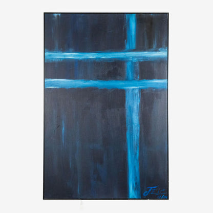 MONOGRAMMIST. “Abstract composition in blue”, T.Eic, 121 x 81 cm